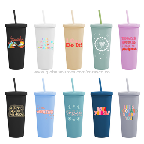 Buy Wholesale China 22oz Or 16oz Capacity Outdoor Double Wall Frosted Plastic  Straw Cup With Lid Matte Straw Tumbler & Plastic Straw Tumbler at USD 0.79