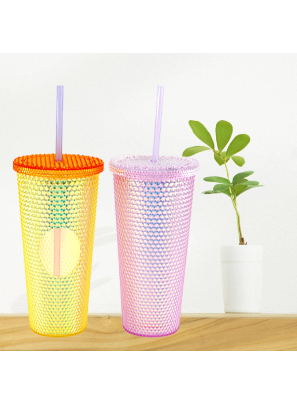 Buy Wholesale China 22oz Or 16oz Capacity Outdoor Double Wall Frosted Plastic  Straw Cup With Lid Matte Straw Tumbler & Plastic Straw Tumbler at USD 0.79