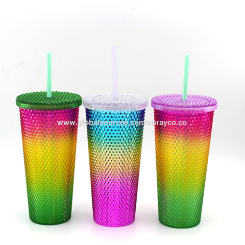 Blank Skinny Tumblers 16oz Colored Pastel Acrylic Matte Plastic Cups in Bulk  With Lids and Straws, Cleaning Brush DIY Customizable lilac 