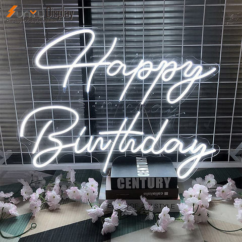 10 Styles Neon led Sign Happy Birthday Led Light Party Flex Transparent  Acrylic Oh Baby Neon Light Sign Wedding Party Decoration