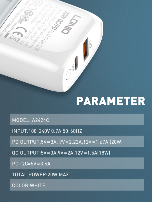 China Ldnio Pd W Qc Fast Charger Travel Charger Quick Charge On