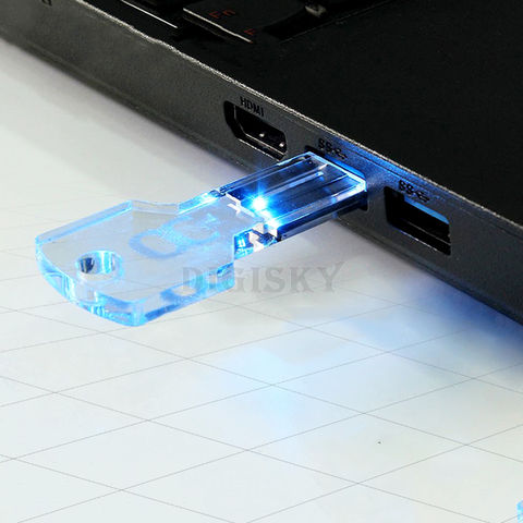 China Transparent crystal usb flash drive, colorful lights key usb ...