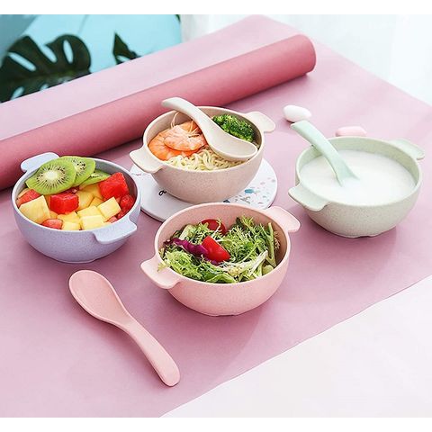 Buy Wholesale China Baby Feeding Bowl Eco Reusable Wheat Straw Kids Feeding  Sets Plastic Bowls Snacks Bowl & Baby Feeding Bowl at USD 0.37