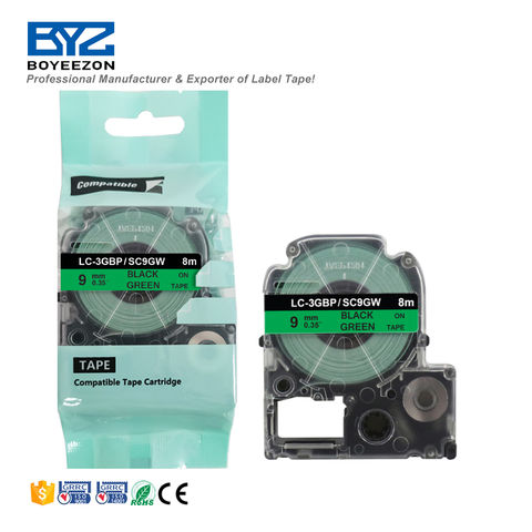 Achetez en gros Cassette D'étiquette Noire Sur Verte 9mm * 8m Sc9gw 100% Bande  D'étiquette Compatible Pour Bande D'étiquette Epson/kingjim Chine et Ruban D 'étiquette à 0.99 USD