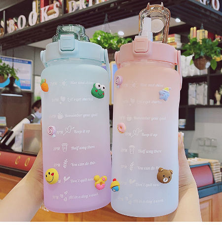 Buy Wholesale China Motivation Water Bottle Cute 2 Liter Gym School Plastic Water  Bottle With Time Marker & Motivation Water Bottle at USD 5.19