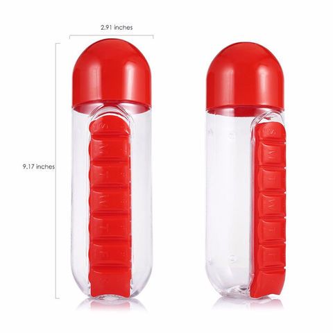 Leak-Proof 600mL Sports Water Bottle With Pill Organiser