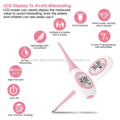 Digital Underarm Thermometer, Celsius And Fahrenheit Two Displays, Soft  Tip, Oral Body Temperature Outlet, Adult And Child Thermometer