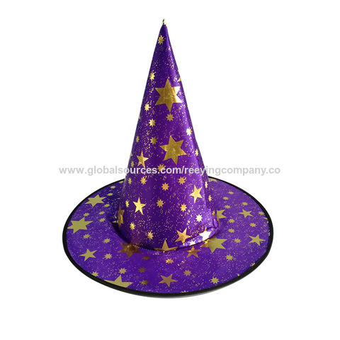 Color negro con forma de cono de estrella sombrero de Halloween cosplay decoraciones de Halloween para fiesta de niños sombrero de mago
