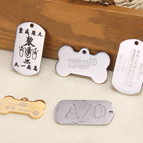 High Quality Stainless Steel Blank Bone Pet Dog Tags Pendants Laser  Engraving $0.85