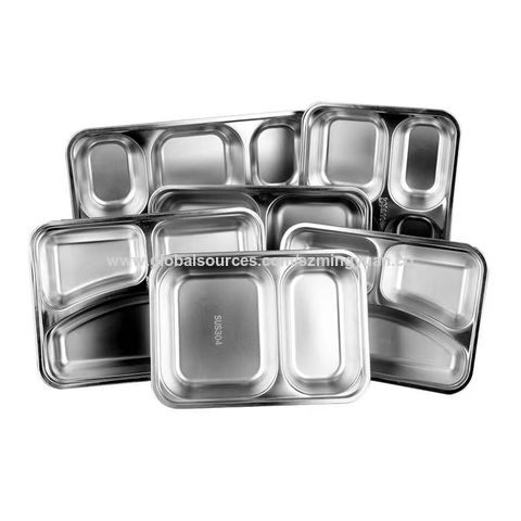 Stainless Steel Plate Food Containers Tray With Compartments