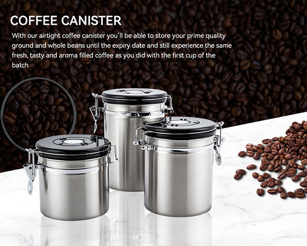 Large Capacity Coffee Storage Container Stainless Steel Coffee Bean Can  Sealing Coffee Filling Food Storage Container