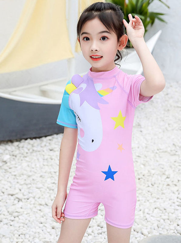 Kids One-Piece Swimwear Girls Cartoon Bathing Suit Rash Guard Swimsuit ...