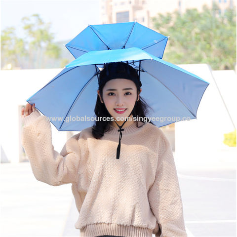 Double-layer Windproof Head Wear Umbrella Hat Outdoor Sunscreen Uv