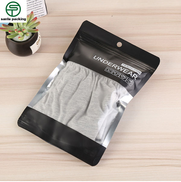 Custom Matte Black Apparel Package Logo Ziplock Bags for Swimwear T-shirt  Clothing Packaging - Qingdao Sante Packing Co., Ltd.