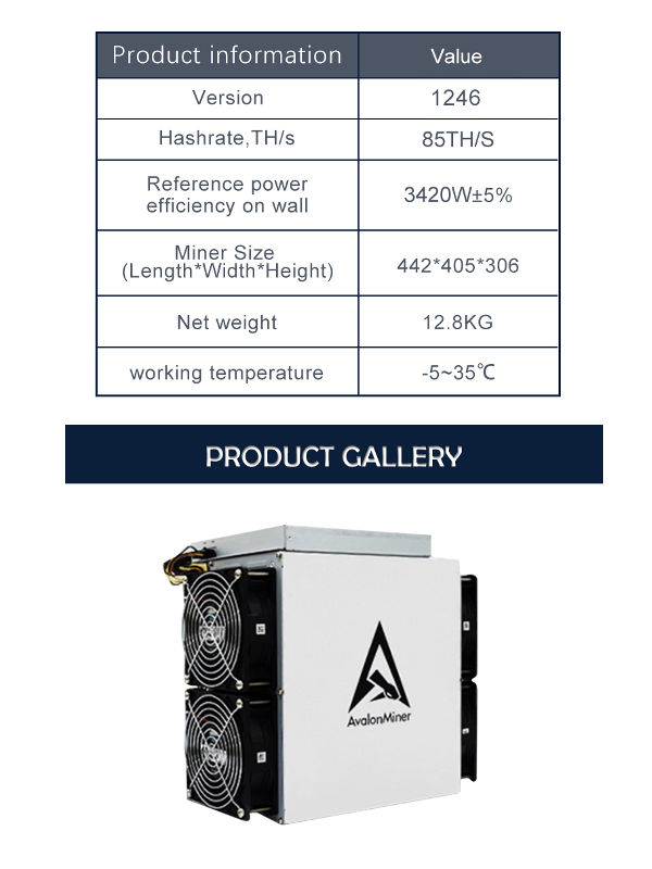 Canaan Avalon 1246 83TH 85TH 87TH Bitcoin Miner Asic Miner Crypto ...