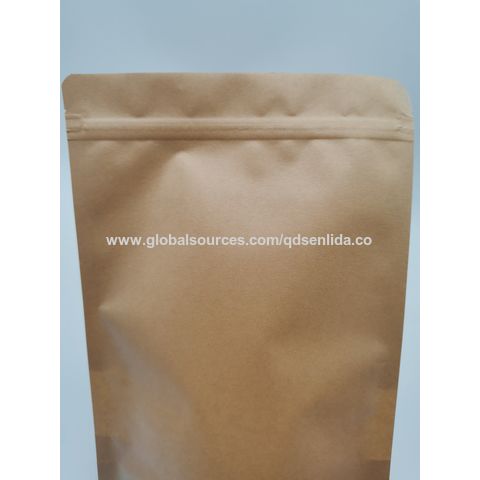 Stand Up Pouches Snack Kraft Paper Bags with Window Brown Sealable
