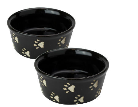 Modern Square Dog Bowl Set Elevated Pet Feeder Porcelain Pet Bowls