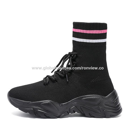 Atmungsaktive Socken-Schuhe aus Stretchmaterial, leichter Stiefel-Stil zum Reinschlüpfen für Damen und Herren, Unisex Weiße Schuhe