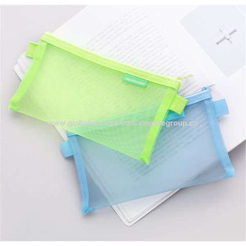 Transparent Mesh Zipper Pencil Case