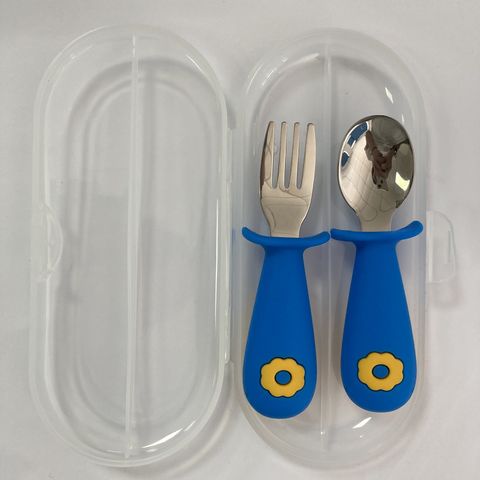 4 piece set of silicone spoon/fork and heat sensitive spoon/fork Baby  Feeding Utensils Silicone Tip Self Feeding Chewable Spoon & Fork Toddler