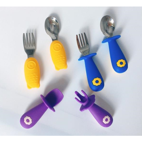 Fork Spoon Kids Stainless, Child Feeding Steel Spoon