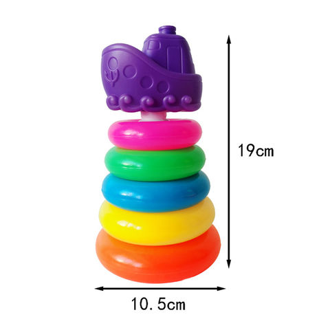 Children Plastic Stacking Cup Early Education Bath Toy Rainbow Tower Baby Kids Bathroom Toy - Letters Bucket