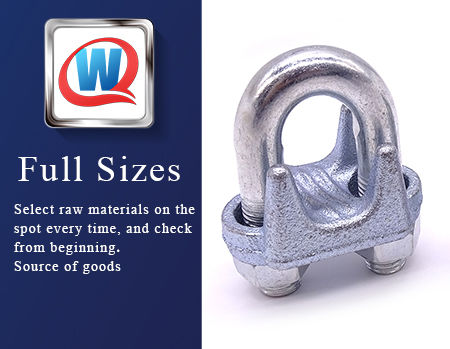 US type malleable wire rope clips, galvanized finish, wire rope clips ...