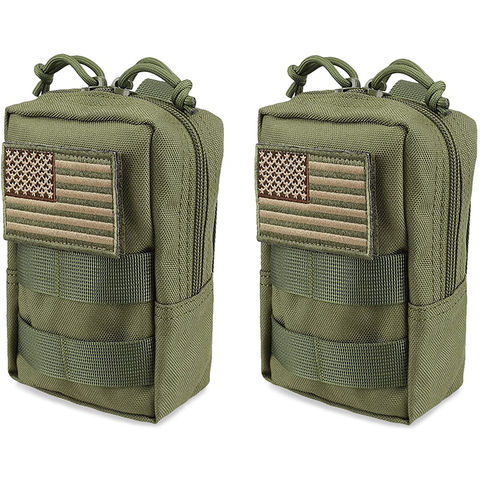 EDC – petite pochette tactique Molle utilitaire avec Patch drapeau  américain, sac de taille militaire tactique militaire