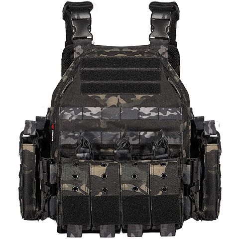 YAKEDA Tactical Vest Military Chest Rig Airsoft Swat Vest for Men Black 