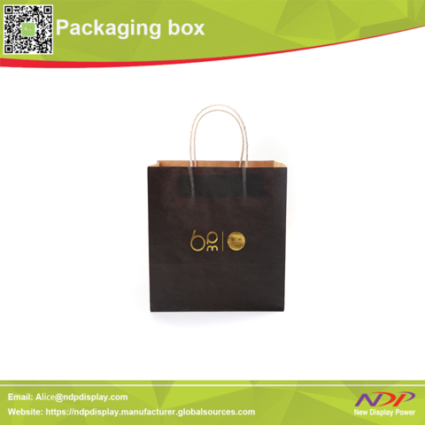China Gold foil hot stamp finished black paper gift bag with custom ...