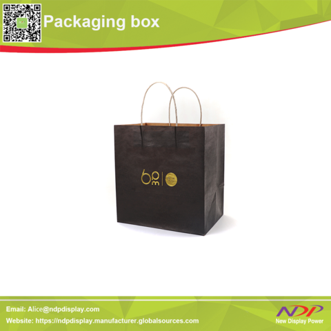 China Gold foil hot stamp finished black paper gift bag with custom ...