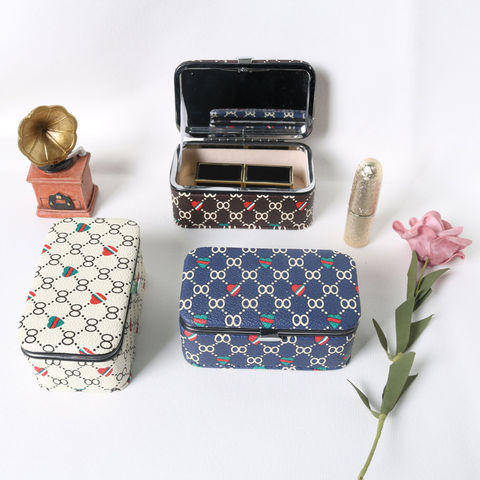 1pc Ladies Floral Lipstick Case Holder with Mirror, Cosmetic Storage Kit  Makeup Travel Cases Organizer Bag for Purse