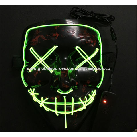 Buy Wholesale China Handmade Custom Led Glow Mask Halloween Ghost Face  Adult Fluorescent Party Mask & Halloween Glowing Mask Black V-shaped Blood  Horror at USD 1.3