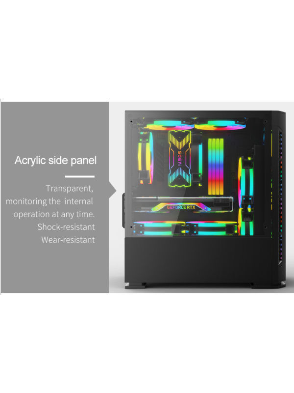 Gaming PC Hardware Gabinete Case Mid Tower Rgb Pc Gamer Oem Acrylic Matx Computer Case supplier