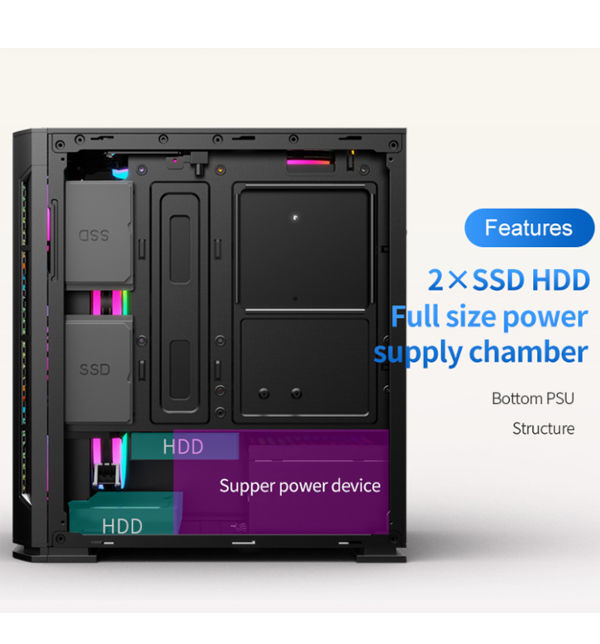 Computer Case and Tower Desktop Mid-Tower Gaming PC Case Supplier
