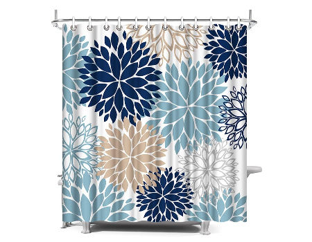 Shower Curtain, Teal Yellow Gray Shower Curtain
