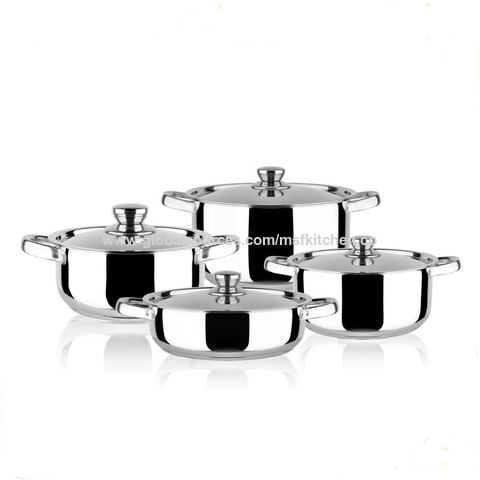 8PCS Stainless Steel Cookware Set with Yellow Silicone - China