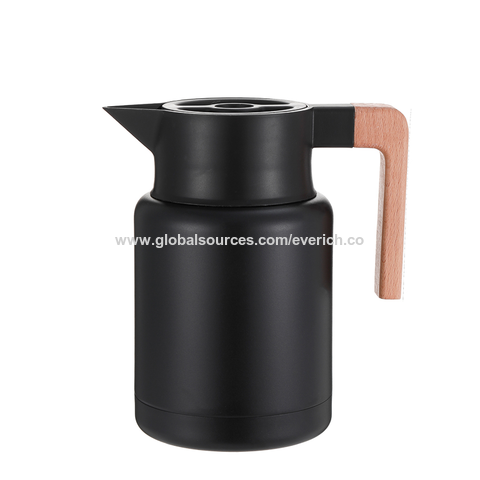 China Double Wall Thermos Stainless Steel Vacuum Coffee Pot with Wooden ...
