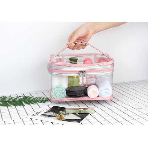 3 in 1 Clear Cosmetic Makeup Bags Kit Set, Portable Transparent PVC Vinyl  Small Toiletry Travel Wash Bag Organizer Storage Pouch with Zipper 