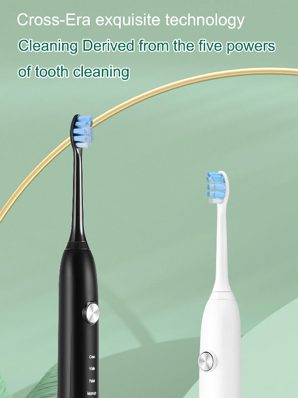 The rechargeable brush head vibrates to clean the toothbrush, Electric