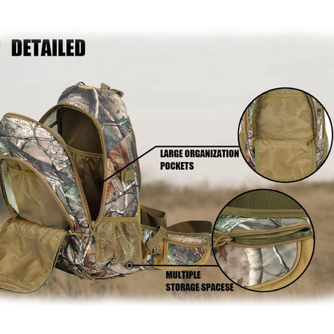 Mochila de caza de camuflaje con cubierta de lluvia y soporte de arco para  rifle para equipo al aire libre, caza, camping, senderismo, Camouflaje