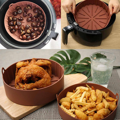 For Air Fryer Baking Basket Soft Tray Accessories Cooking Reusable Silicone  Pot