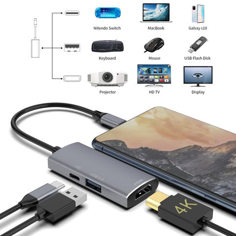 3-en-1 USB centro USB 3,0 100w PD de carga
