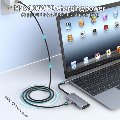 3-en-1 USB centro USB 3,0 100w PD de carga