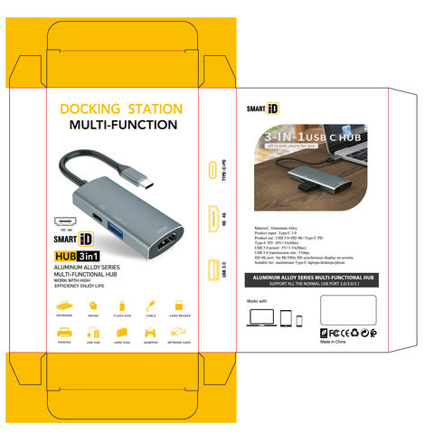 3-en-1 USB centro USB 3,0 100w PD de carga