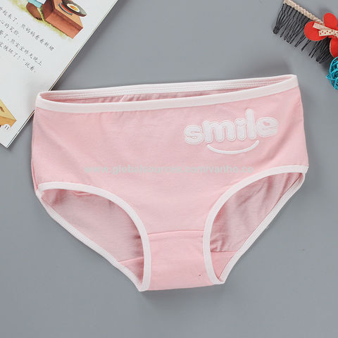 Smiley Face Cute Girls Underwear Briefs Cotton Cartoon Printed Ladies  Underwear (Colors:Multicolor)