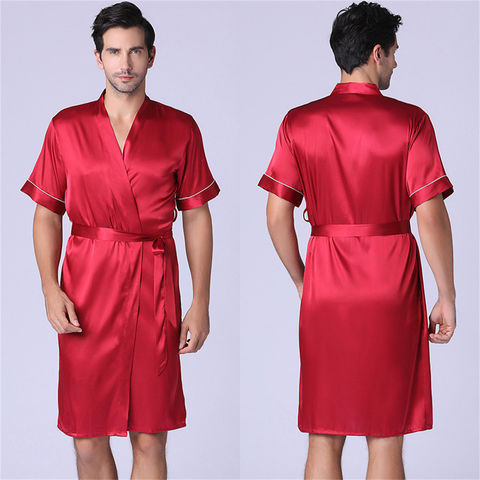 Mens Red Silk Robe 