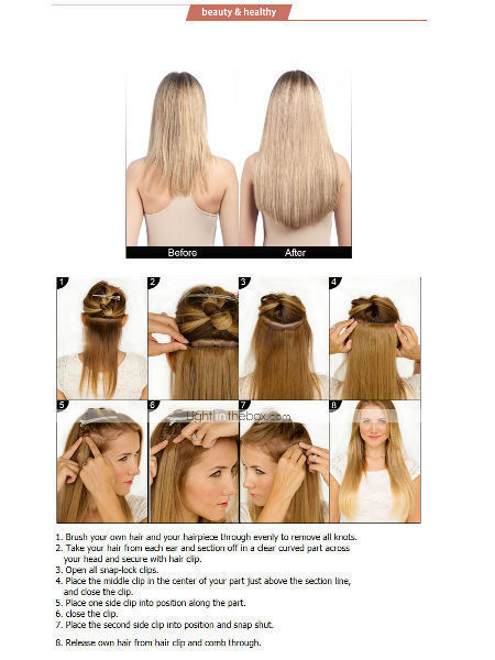 how to put in 7 piece clip in hair extensions