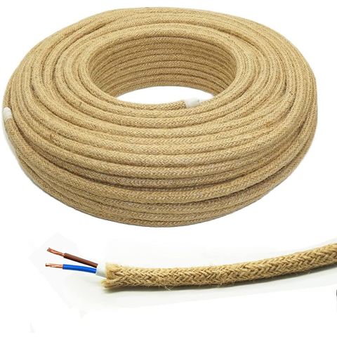 Alambre eléctrico trenzado de tela vintage, cable textil tejido