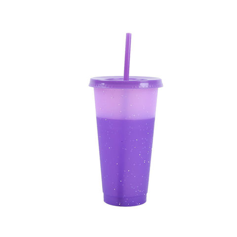 Set Of 10 Creative Drinking Cups, Temperature-sensitive & Color-changing Cup,  Large Capacity Pp Plastic Straw Color-changing Cup